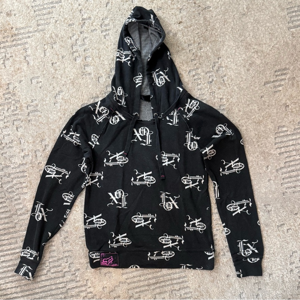Fox Black and White Graphic Hoodie